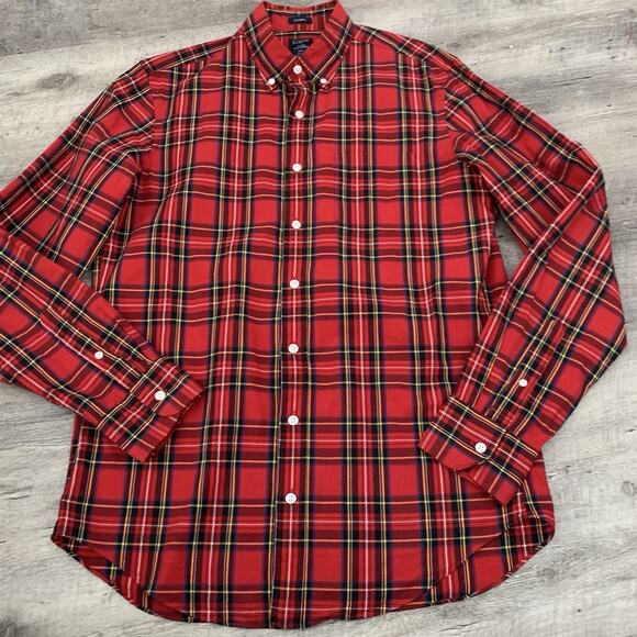 J. Crew Factory Other - J Crew Flex Casual Shirt Men MT Medium Tall Holiday Red Tartan Long Sleeve Woven